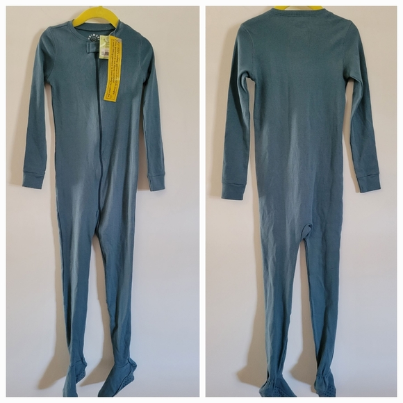 Primary Kids Organic Zip Footie Pajamas Full Zip Slate Blue Size 5 NEW - Picture 2 of 8